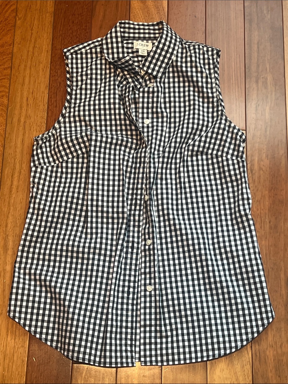 J. Crew Blue & White Gingham Sleeveless Button-Up Shirt